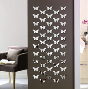 40 Butterfly Decorative 3D Acrylic Mirror for Wall Zambeel