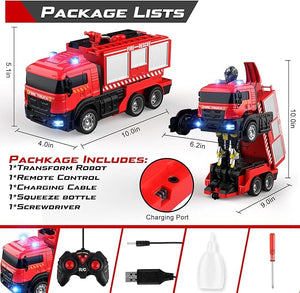 Fire Fighting - RC Deformation Fire Truck with Water Spray Ⓢ Zambeel - Toy Garden