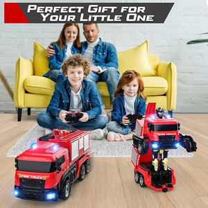 Fire Fighting - RC Deformation Fire Truck with Water Spray Ⓢ Zambeel - Toy Garden