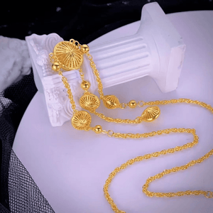 Gold Circle Tassel Necklace Zambeel
