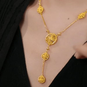 Gold Circle Tassel Necklace Zambeel