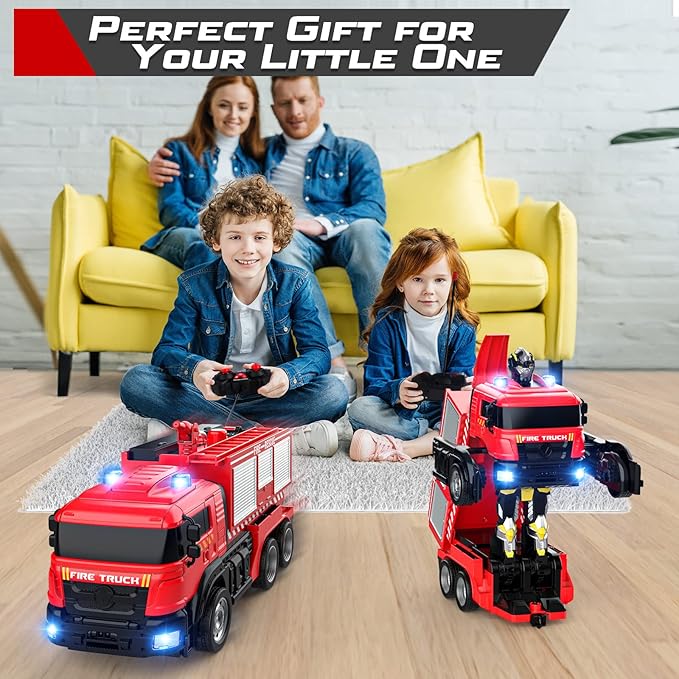 Fire Fighting - RC Deformation Fire Truck with Water Spray Ⓢ Zambeel - Toy Garden
