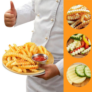 French Fries Cutter Stainless Steel Potato Cutter Knife Vegetable Wave Cutting Tools Kitchen Gadgets Zambeel - China