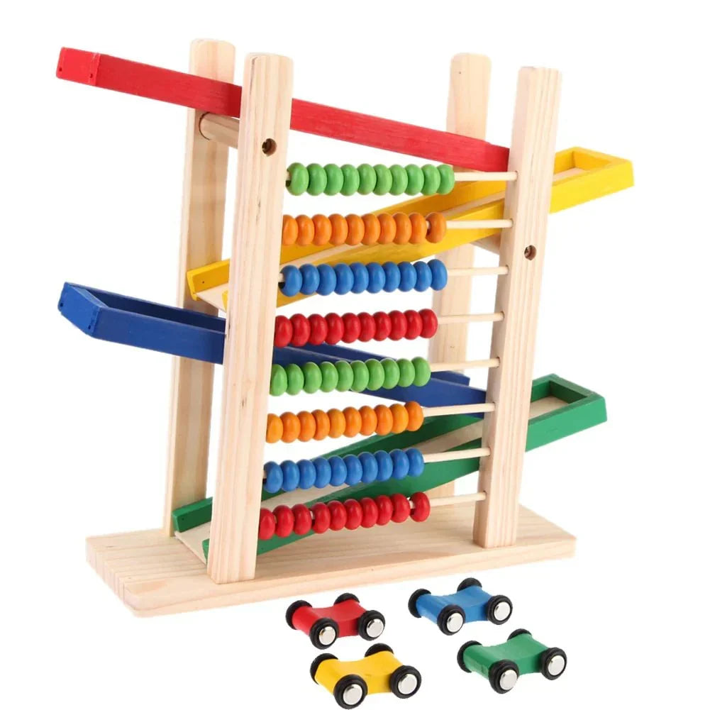 Wood Toy - Wooden Abacus & Car Slide Learning Toy Ⓢ Zambeel - Toy Garden
